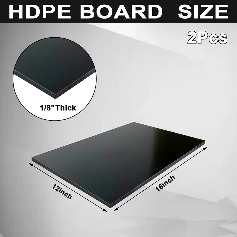 GLN High-Density Polyethylene (HDPE) Plastic Sheet 1/8" Thick 12" X 16"- Black HDPE Sheet,for Machining, Home Improvements, DIY Projects, Engineering,High-Density Polyethylene Plastic Block (Pack of 2) - Image 2